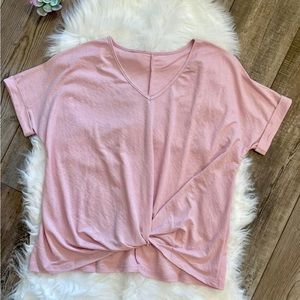 Women’s Twisted Hemline Pink T-shirt